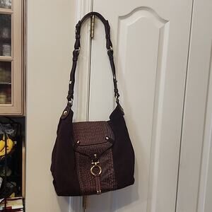 Francescobiasia Italian Suede Vintage Bag w/Leather Trim/Gold Hardware